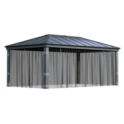 Palram - Canopia Dallas Grey Polyester (PES) Gazebo Netting, Pack Of 4 (L)2120mm (W)5070mm