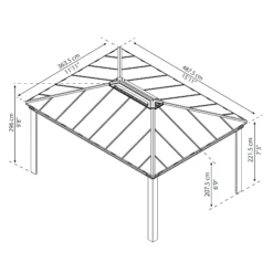 Palram - Canopia Dallas Grey Rectangular Gazebo, (W)4.88m (D)3.64m - Assembly Required -Bestway Garden Sales Store palram canopia dallas grey rectangular gazebo w 4 88m d 3 64m assembly required7290108601947 01t bq
