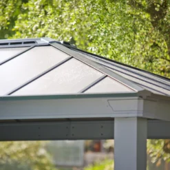 Palram - Canopia Dallas Grey Rectangular Gazebo, (W)4.88m (D)3.64m - Assembly Required -Bestway Garden Sales Store palram canopia dallas grey rectangular gazebo w 4 88m d 3 64m assembly required7290108601947 08i bq