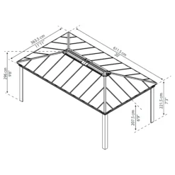 Palram - Canopia Dallas Grey Rectangular Gazebo, (W)6.12m (D)3.64m - Assembly Required -Bestway Garden Sales Store palram canopia dallas grey rectangular gazebo w 6 12m d 3 64m assembly required7290108601954 01t bq