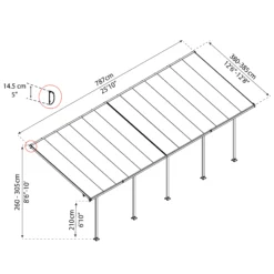 Palram - Canopia Feria Grey Non-retractable Awning, (L)7.87m (H)3.05m (W)3.85m -Bestway Garden Sales Store palram canopia feria grey non retractable awning l 7 87m h 3 05m w 3 85m7290108134865 01t bq