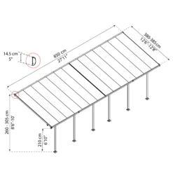 Palram - Canopia Feria White Non-retractable Awning, (L)7.87m (H)3.05m (W)3.85m -Bestway Garden Sales Store palram canopia feria white non retractable awning l 7 87m h 3 05m w 3 85m7290103122737 01t bq
