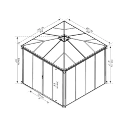 Palram - Canopia Ledro Grey Rectangular Gazebo, (W)2.95m (D)2.95m - Assembly Required -Bestway Garden Sales Store palram canopia ledro grey rectangular gazebo w 2 95m d 2 95m assembly required7290108136524 01t bq