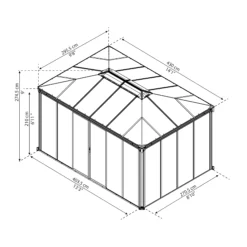 Palram - Canopia Ledro Grey Rectangular Gazebo, (W)4.3m (D)2.96m - Assembly Required -Bestway Garden Sales Store palram canopia ledro grey rectangular gazebo w 4 3m d 2 96m assembly required7290108139648 01t bq
