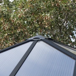 Palram - Canopia Ledro Grey Rectangular Gazebo, (W)4.3m (D)2.96m - Assembly Required -Bestway Garden Sales Store palram canopia ledro grey rectangular gazebo w 4 3m d 2 96m assembly required7290108139648 06i bq