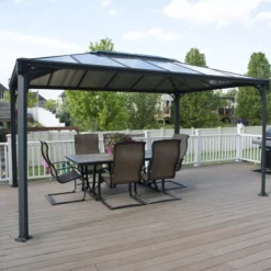 Palram - Canopia Martinique Grey Rectangular Gazebo, (W)4.3m (D)2.96m - Assembly Required -Bestway Garden Sales Store palram canopia martinique grey rectangular gazebo w 4 3m d 2 96m assembly required7290108130249 02i bq
