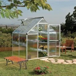 Palram - Canopia Mythos Silver 6x4 Greenhouse -Bestway Garden Sales Store palram canopia mythos silver 6x4 greenhouse7290103110901 02i bq
