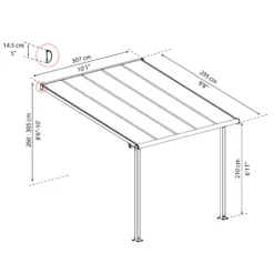 Palram - Canopia Olympia Grey Non-retractable Awning, (L)3.07m (H)3.05m (W)2.95m -Bestway Garden Sales Store palram canopia olympia grey non retractable awning l 3 07m h 3 05m w 2 95m7290108133967 01t bq