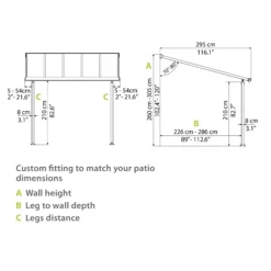 Palram - Canopia Olympia Grey Non-retractable Awning, (L)3.07m (H)3.05m (W)2.95m -Bestway Garden Sales Store palram canopia olympia grey non retractable awning l 3 07m h 3 05m w 2 95m7290108133967 02t bq