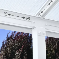 Palram - Canopia Olympia White Non-retractable Awning, (L)8.6m (H)3.05m (W)2.95m -Bestway Garden Sales Store palram canopia olympia white non retractable awning l 8 6m h 3 05m w 2 95m7290108134346 02i bq