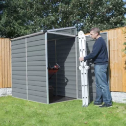 Palram - Canopia Skylight 4x6 Pent Dark Grey Plastic Shed With Floor -Bestway Garden Sales Store palram canopia skylight 4x6 pent dark grey plastic shed with floor7290108132717 03i BQ