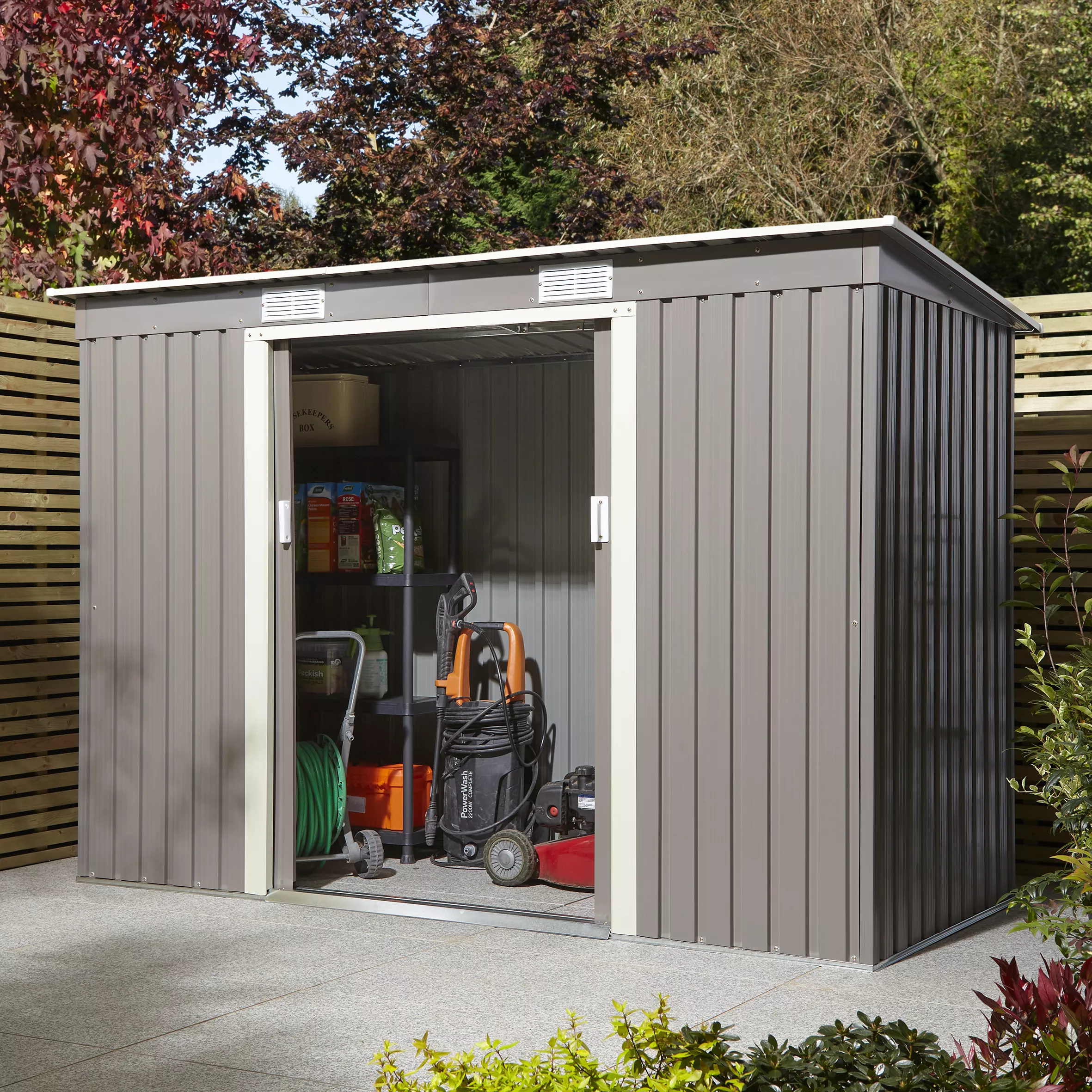 Rowlinson Trentvale 8x4 Pent Light Grey Metal Shed 3 Rowlinson Trentvale 8x4 Pent Light Grey Metal Shed - Image 3