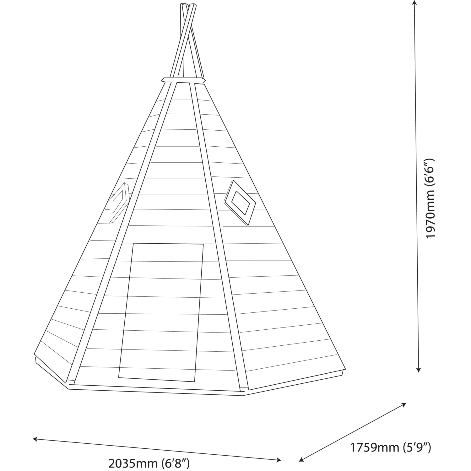 Shire 7x6 Wigwam Whitewood Pine Playhouse Assembly Required 5 Shire 7x6 Wigwam Whitewood Pine Playhouse Assembly Required - Image 5
