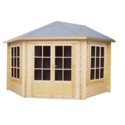 Shire Belvoir 10x10 Ft Apex Tongue & Groove Wooden Cabin With Felt Tile Roof - Assembly Service Included