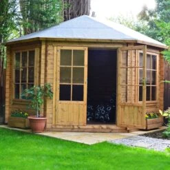 Shire Belvoir 10x10 Ft Toughened Glass Apex Tongue & Groove Wooden Cabin With Felt Tile Roof -Bestway Garden Sales Store shire belvoir 10x10 ft toughened glass apex tongue groove wooden cabin with felt tile roof5019804111220 03i bq