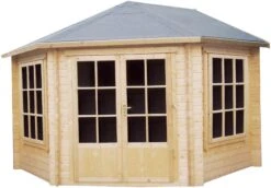 Shire Belvoir 10x10 Toughened Glass Apex Tongue & Groove Wooden Cabin - Base Not Included