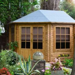 Shire Belvoir 10x10 Toughened Glass Apex Tongue & Groove Wooden Cabin - Base Not Included -Bestway Garden Sales Store shire belvoir 10x10 toughened glass apex tongue groove wooden cabin base not included5019804252336 05i bq