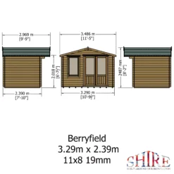 Shire Berryfield 11x8 Eco Glass Apex Tongue & Groove Wooden Cabin - Base Not Included -Bestway Garden Sales Store shire berryfield 11x8 eco glass apex tongue groove wooden cabin base not included5019804112289 01t bq