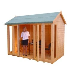 Shire Blenheim 10x8 Apex Shiplap Wooden Summer House With Bi-fold Door - Assembly Service Included