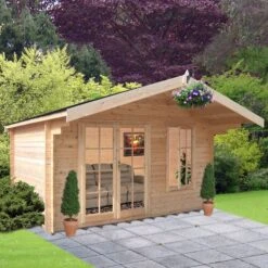 Shire Cannock 12x8 Ft Toughened Glass Apex Tongue & Groove Wooden Cabin With Felt Tile Roof -Bestway Garden Sales Store shire cannock 12x8 ft toughened glass apex tongue groove wooden cabin with felt tile roof5019804111329 03i bq