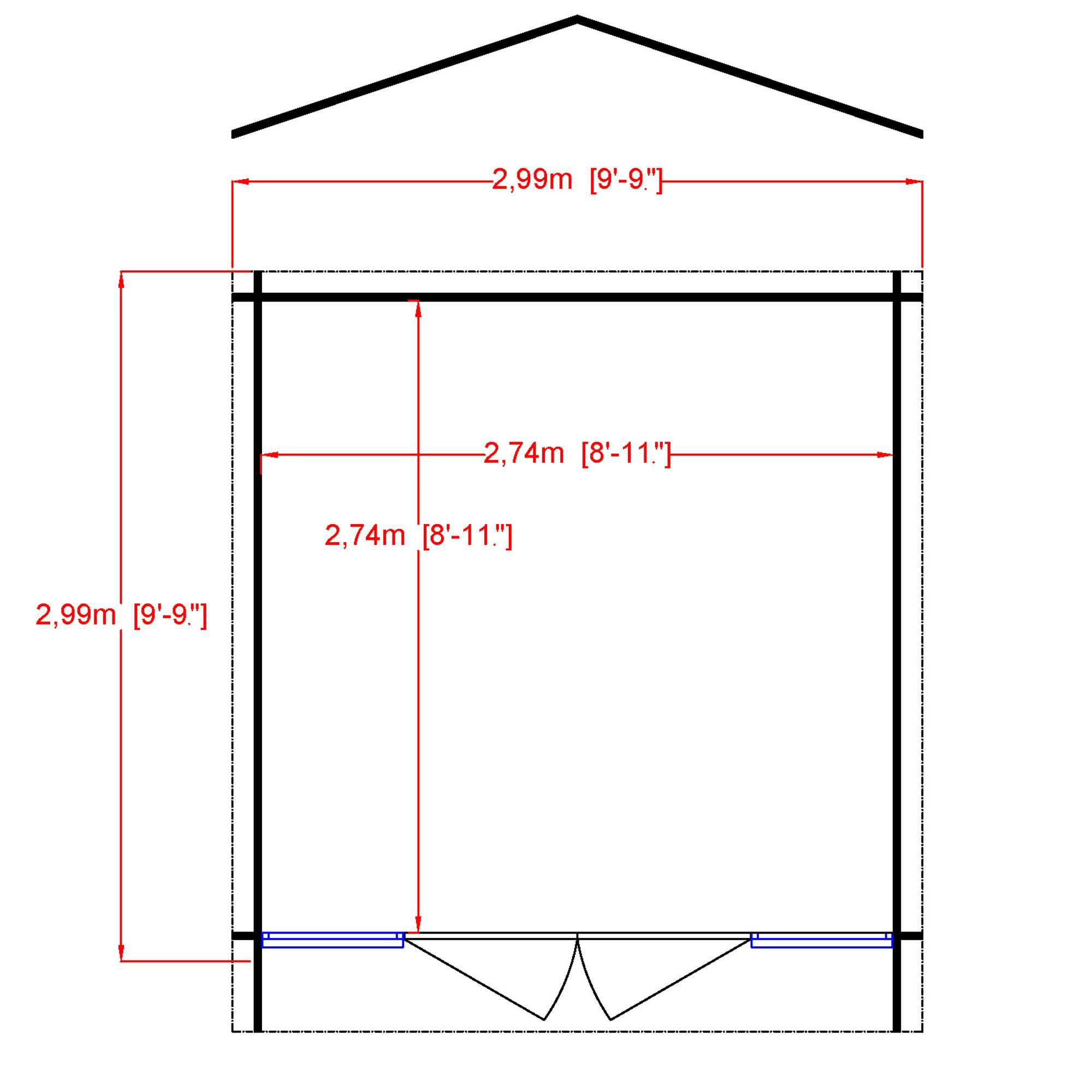Shire Epping 10x10 Toughened Glass Apex Tongue & Groove Wooden Cabin - Base Not Included 4 Shire Epping 10x10 Toughened Glass Apex Tongue & Groove Wooden Cabin - Base Not Included - Image 4