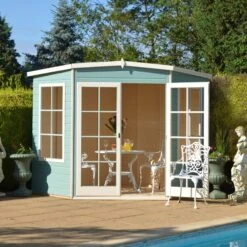 Shire Hampton 7x7 Toughened Glass Pent Shiplap Wooden Summer House - Base Not Included -Bestway Garden Sales Store shire hampton 7x7 toughened glass pent shiplap wooden summer house base not included5019804111121 03i bq