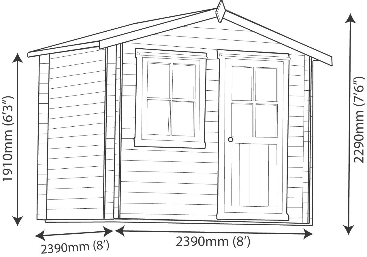 Shire Hartley 8x8 Apex Tongue & Groove Wooden Cabin (Base Included) 10 Shire Hartley 8x8 Apex Tongue & Groove Wooden Cabin (Base Included) - Image 10