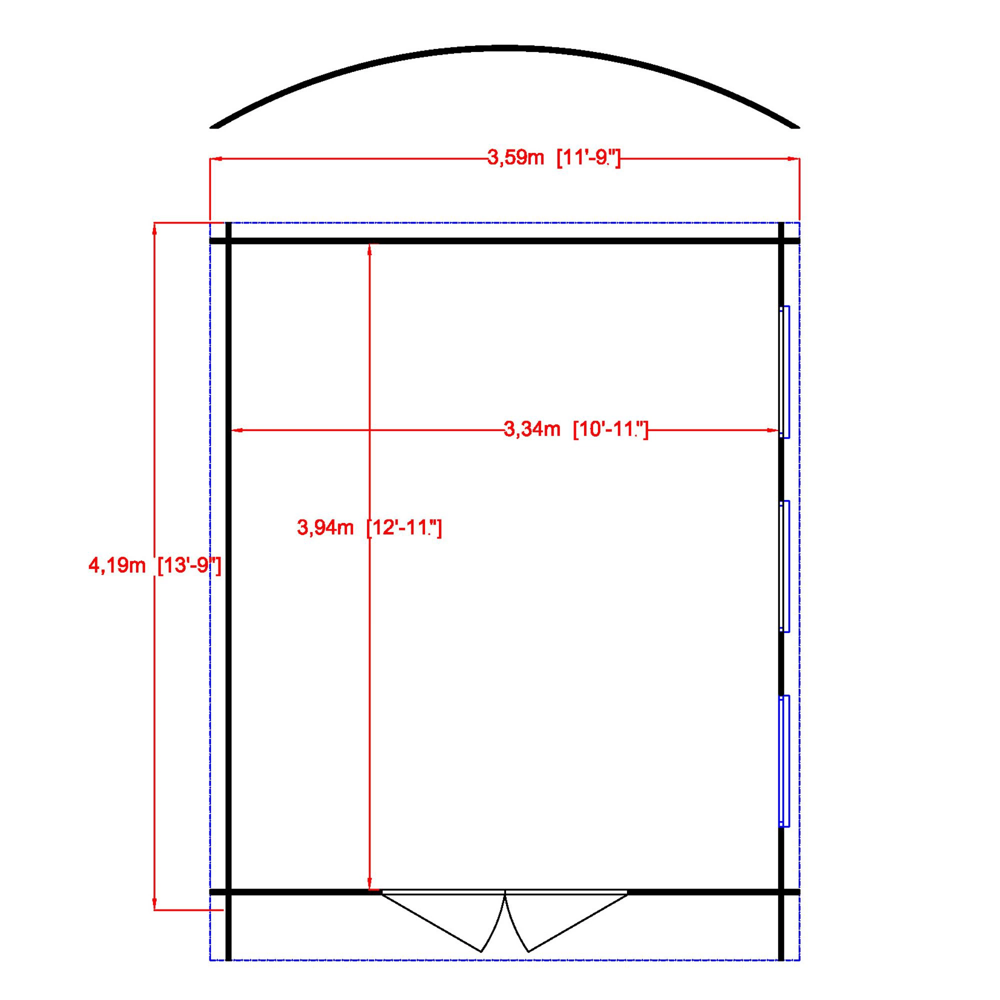 Shire Kilburn 12x14 Ft Toughened Glass Curved Tongue & Groove Wooden Cabin - Assembly Service Included 2 Shire Kilburn 12x14 Ft Toughened Glass Curved Tongue & Groove Wooden Cabin - Assembly Service Included - Image 2
