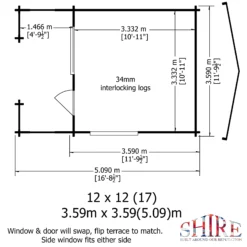 Shire Kinver 12x12 Toughened Glass Apex Tongue & Groove Wooden Cabin -Bestway Garden Sales Store shire kinver 12x12 toughened glass apex tongue groove wooden cabin5019804111381 01i bq