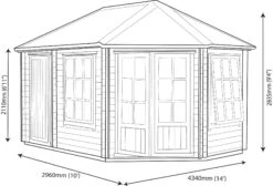 Shire Leygrove 14x10 Toughened Glass Apex Tongue & Groove Wooden Cabin - Base Not Included -Bestway Garden Sales Store shire leygrove 14x10 toughened glass apex tongue groove wooden cabin base not included5019804251407 02t
