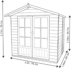 Shire Lumley 7x5 Toughened Glass Apex Shiplap Wooden Summer House - Base Included -Bestway Garden Sales Store shire lumley 7x5 toughened glass apex shiplap wooden summer house base included5019804210282 02t