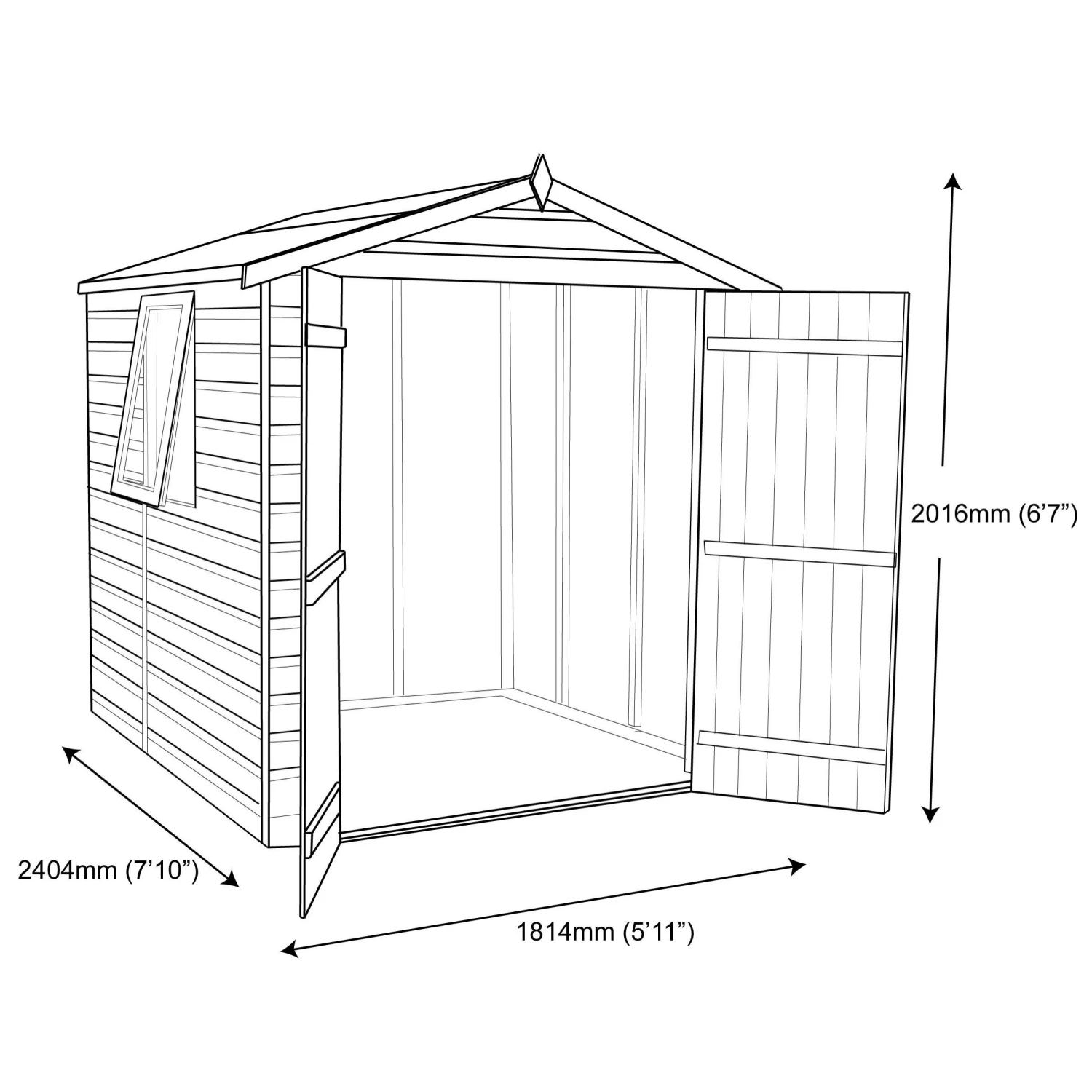 Shire Warwick 8x6 Ft Apex Shiplap Wooden Shed With Floor 6 Shire Warwick 8x6 Ft Apex Shiplap Wooden Shed With Floor - Image 6