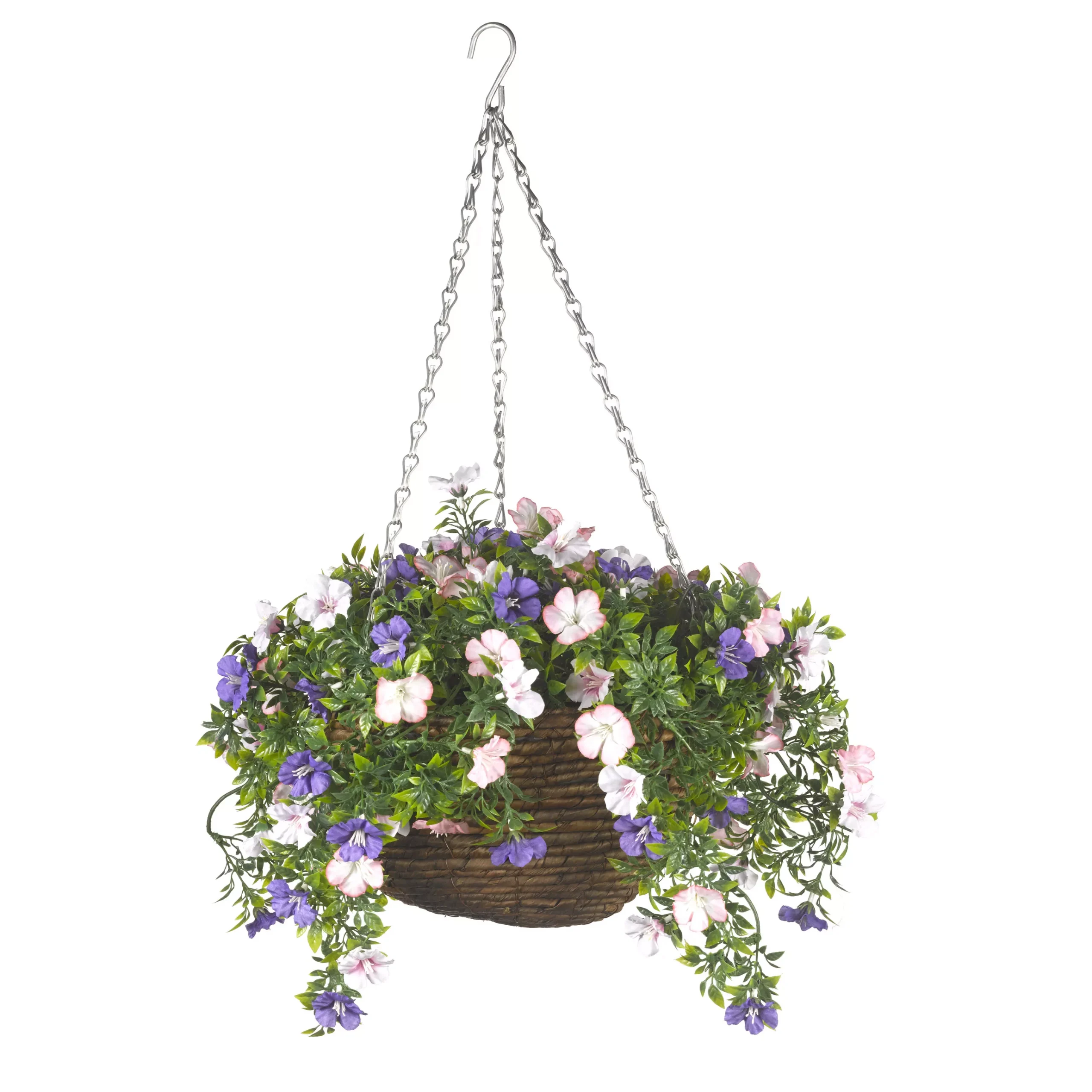 Smart Garden Pertunia Artificial Blue/ White Round Plastic Hanging Basket, 30cm 1 Smart Garden Pertunia Artificial Blue/ White Round Plastic Hanging Basket, 30cm