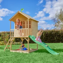 TP Toys 7.5x5 Hill Top Timber Tower Slide Playhouse Assembly Required -Bestway Garden Sales Store tp toys 7 5x5 hill top timber tower slide playhouse assembly required5021854803185 02i bq