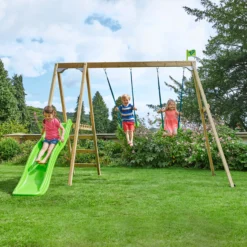 TP Toys Multi Double Green & Wood Swing & Slide (L) 2760mm X (W) 2810mm -Bestway Garden Sales Store tp toys multi double green wood swing slide l 2760mm x w 2810mm5021854901492 01i bq