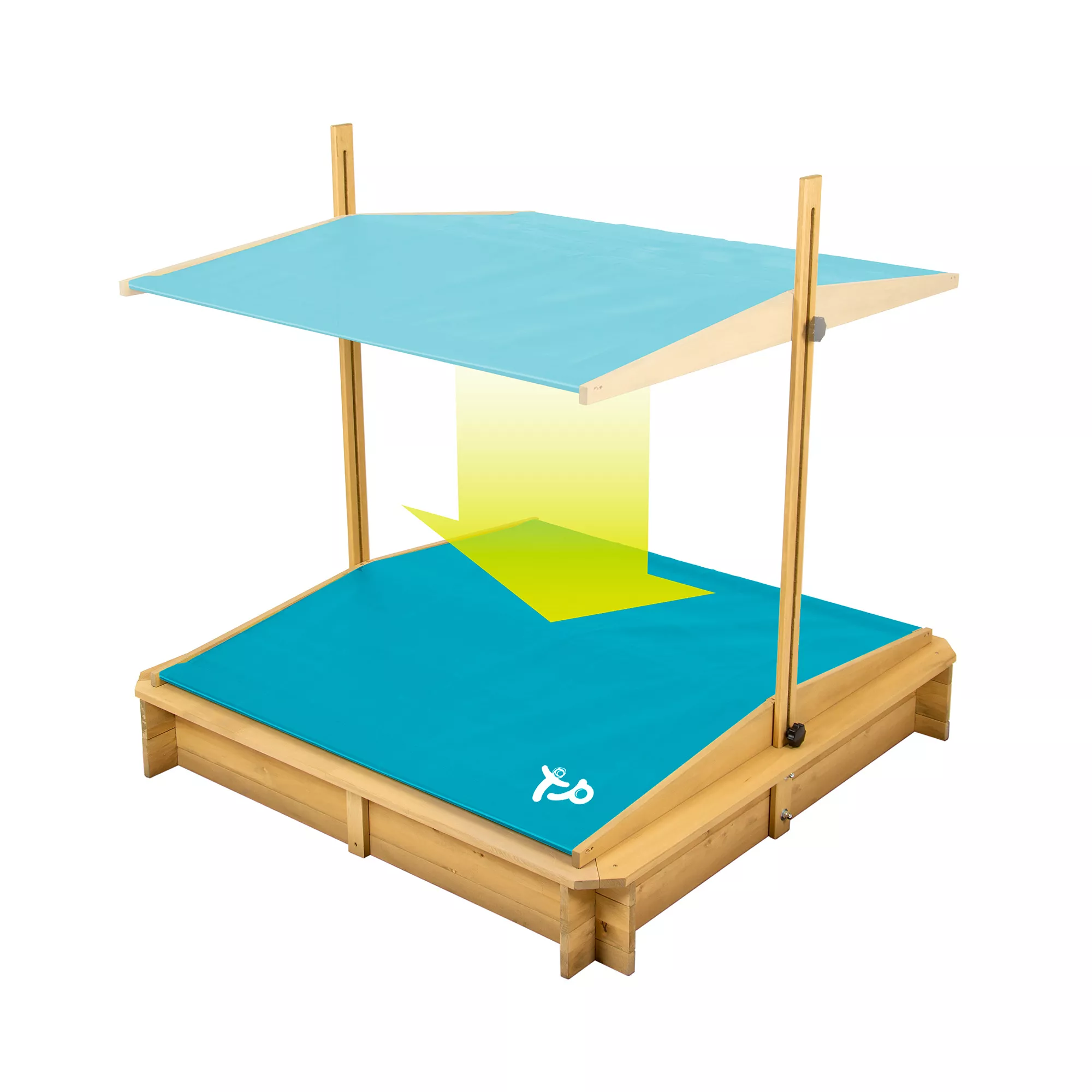 TP Toys Timber Rectangular Sand Pit With Canopy 2 TP Toys Timber Rectangular Sand Pit With Canopy - Image 2