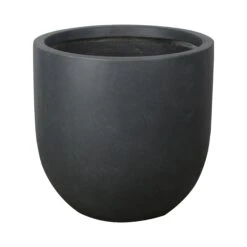 Verve Ammer Dark Grey Fibreclay Circular Plant Pot (Dia)28cm