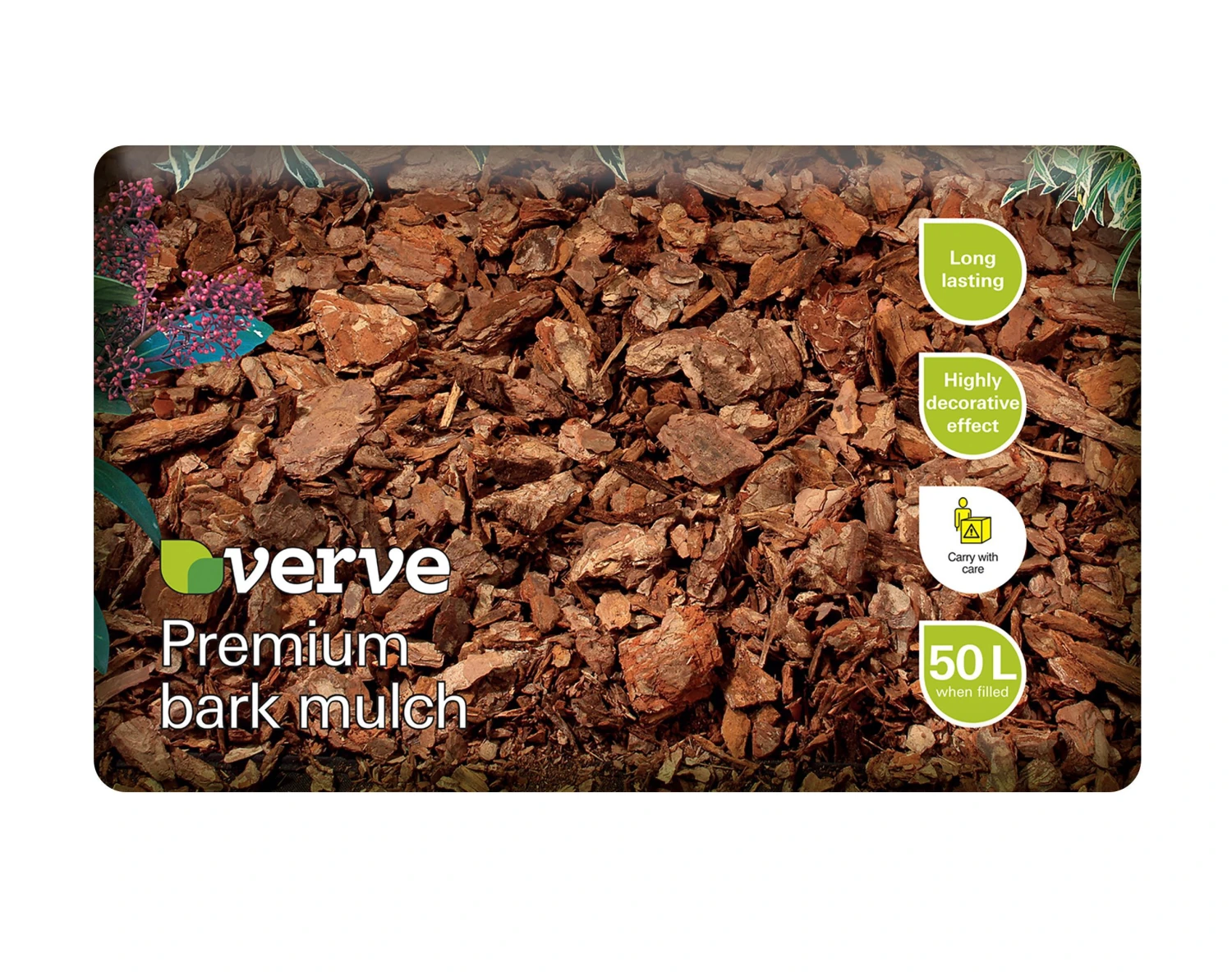 Verve Dark Brown Bark Chippings 50L Bag 1 Verve Dark Brown Bark Chippings 50L Bag