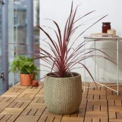 Verve Kulun Beige Knitted Effect Fibreclay Circular Plant Pot (Dia)29cm -Bestway Garden Sales Store verve kulun beige knitted effect fibreclay circular plant pot dia 29cm5059340327693 01i