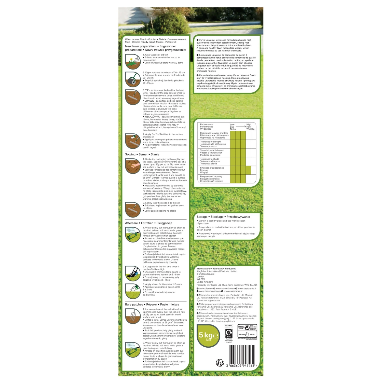 Verve Universal Grass Seeds, 5kg 2 Verve Universal Grass Seeds, 5kg - Image 2